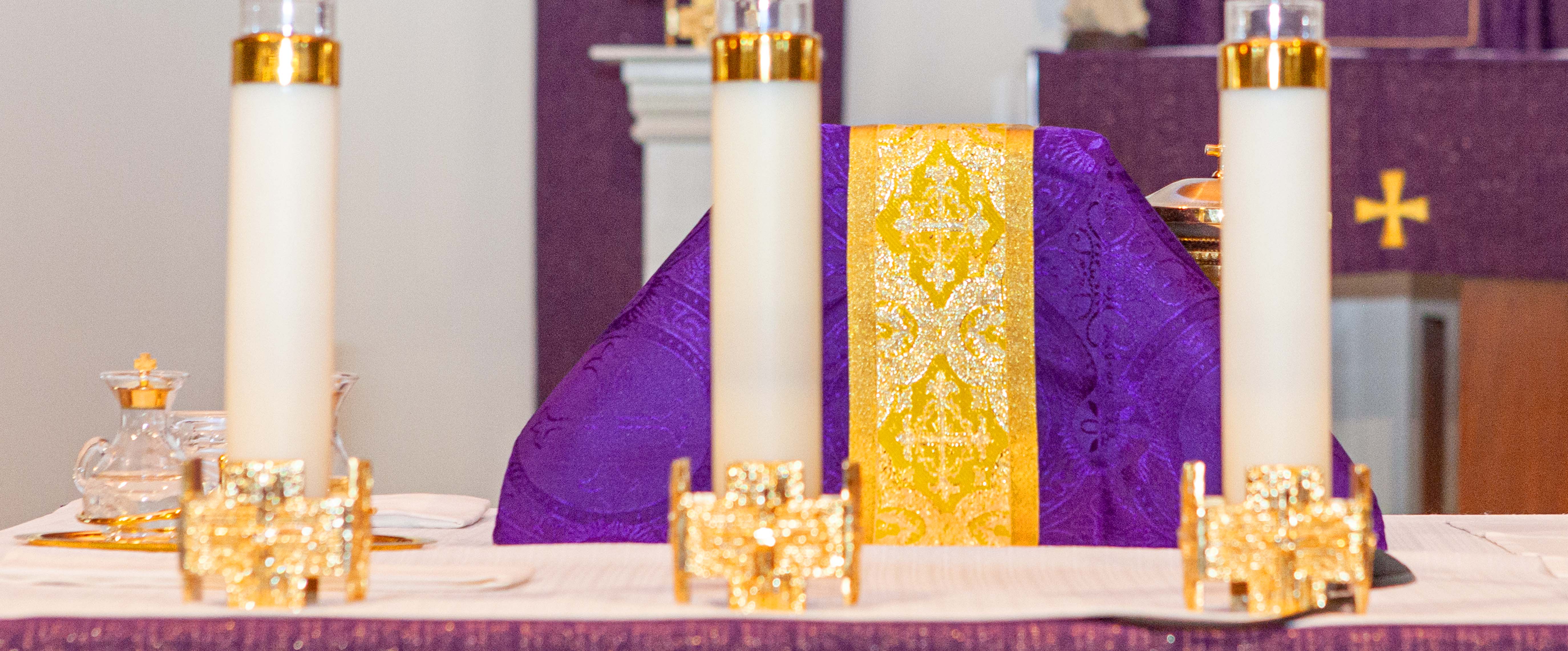 Purple Chalice Veil on Altar