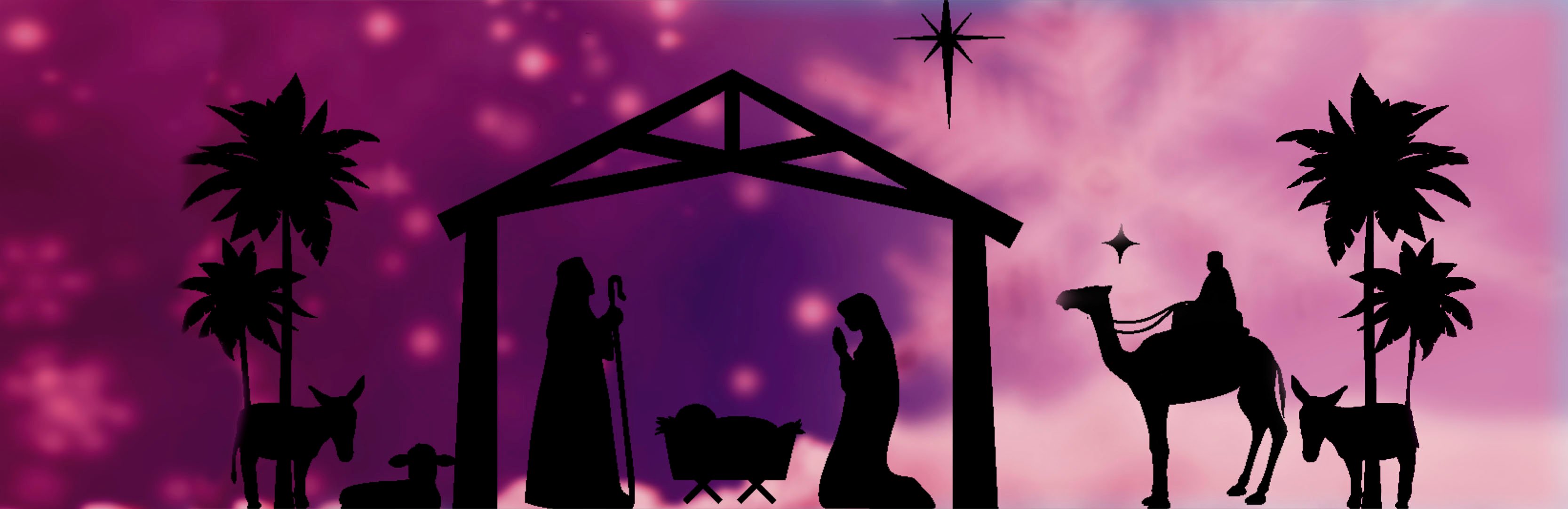 Scene with a silhouette of the manger scene