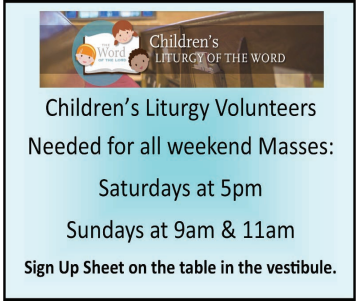 Children's Litrugy Volunteers Needed