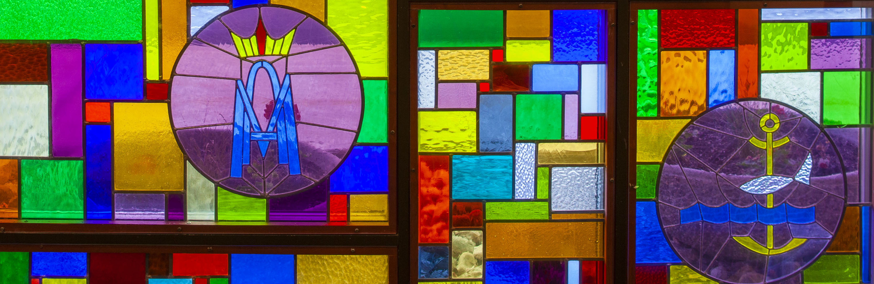 Colourful stain glass window