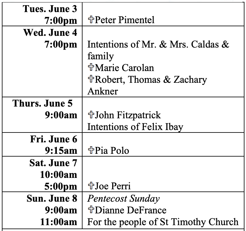 Intentions June 3-8