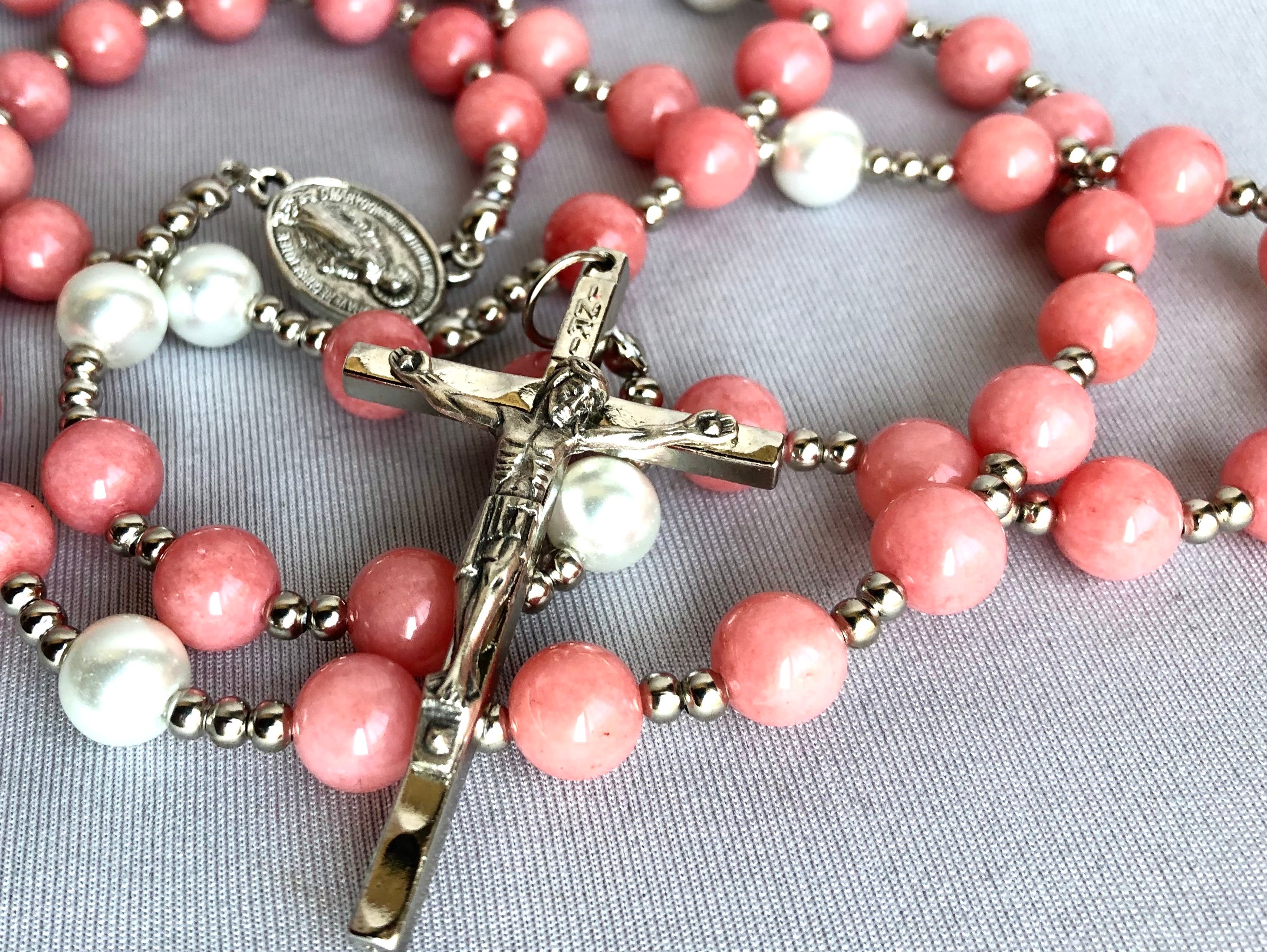 pink handmade rosary