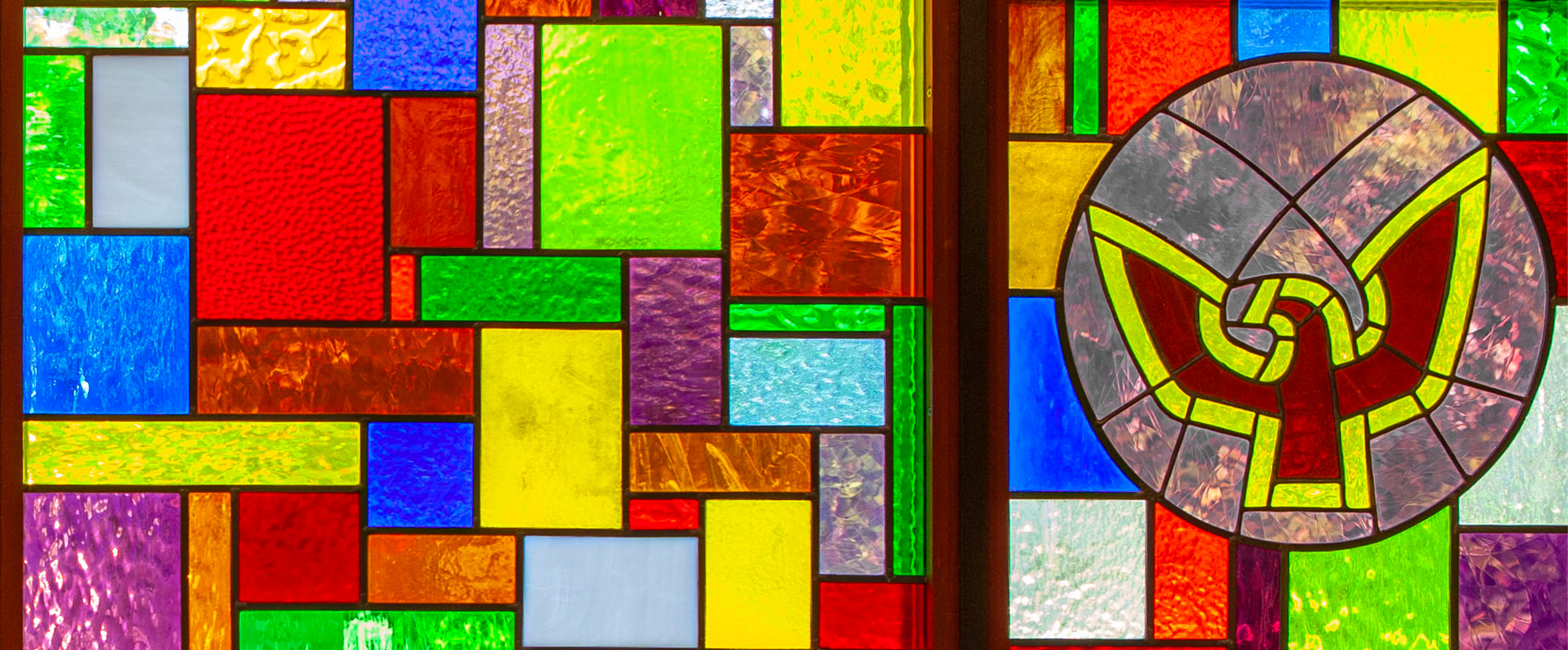 Stain glass window with dove