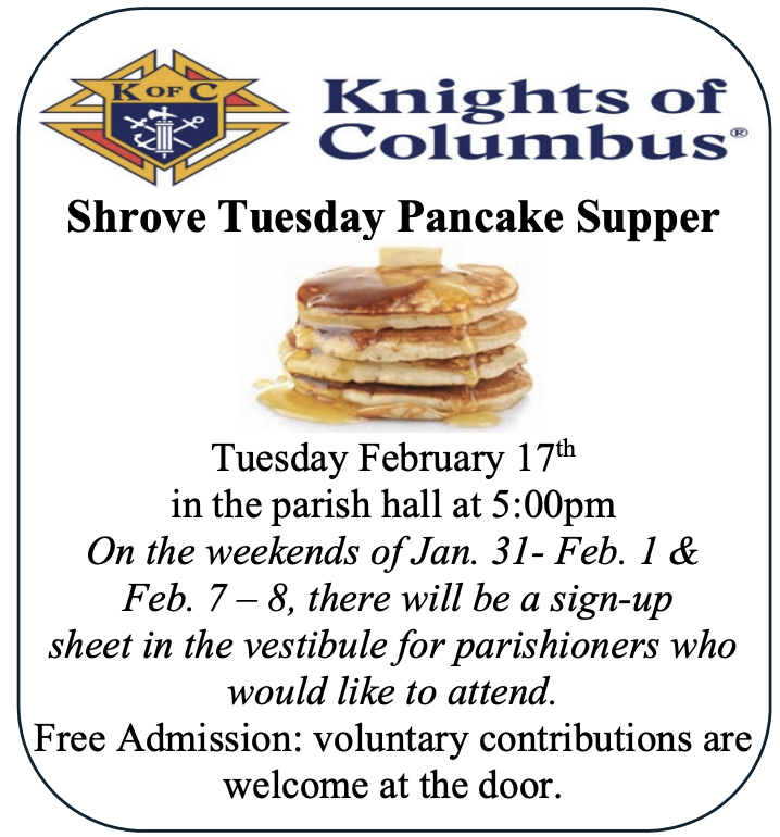 Shrove Tuesday Pancakes Feb 17