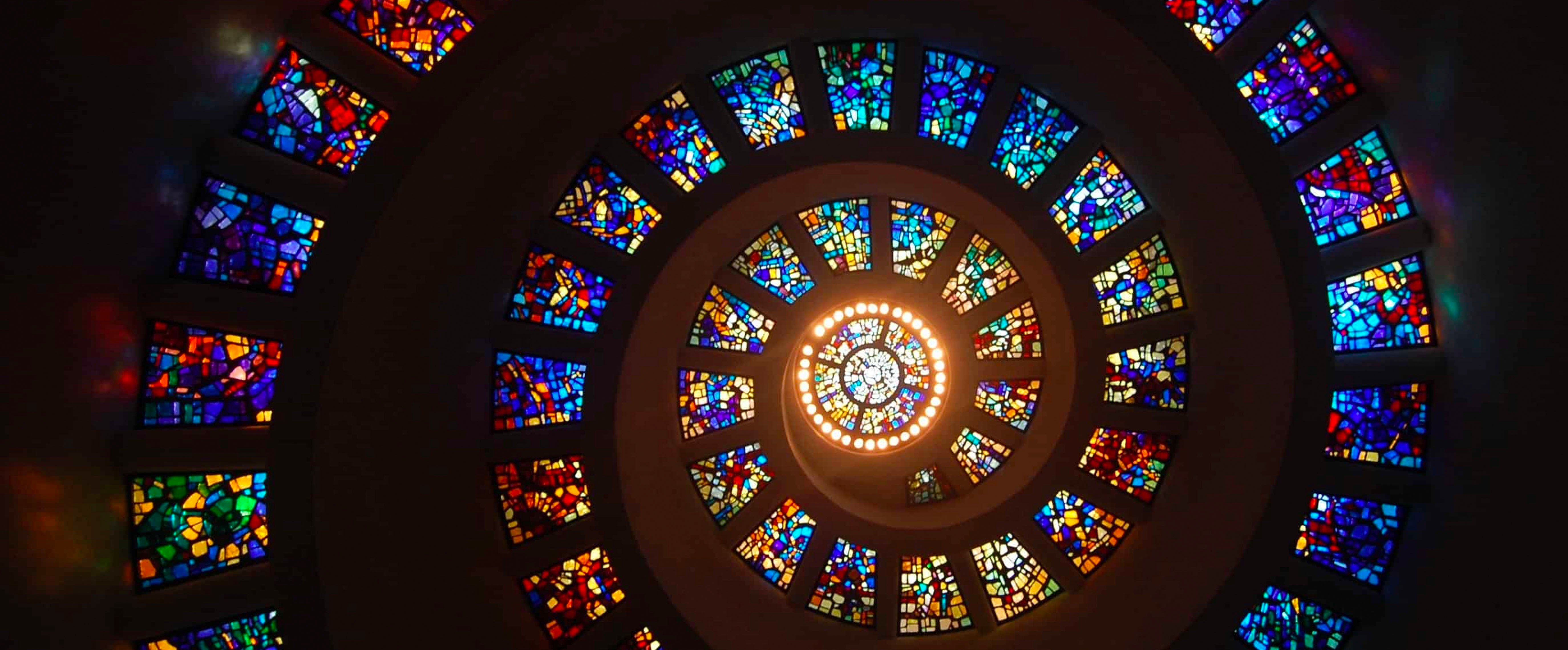 spiral stain glass roof