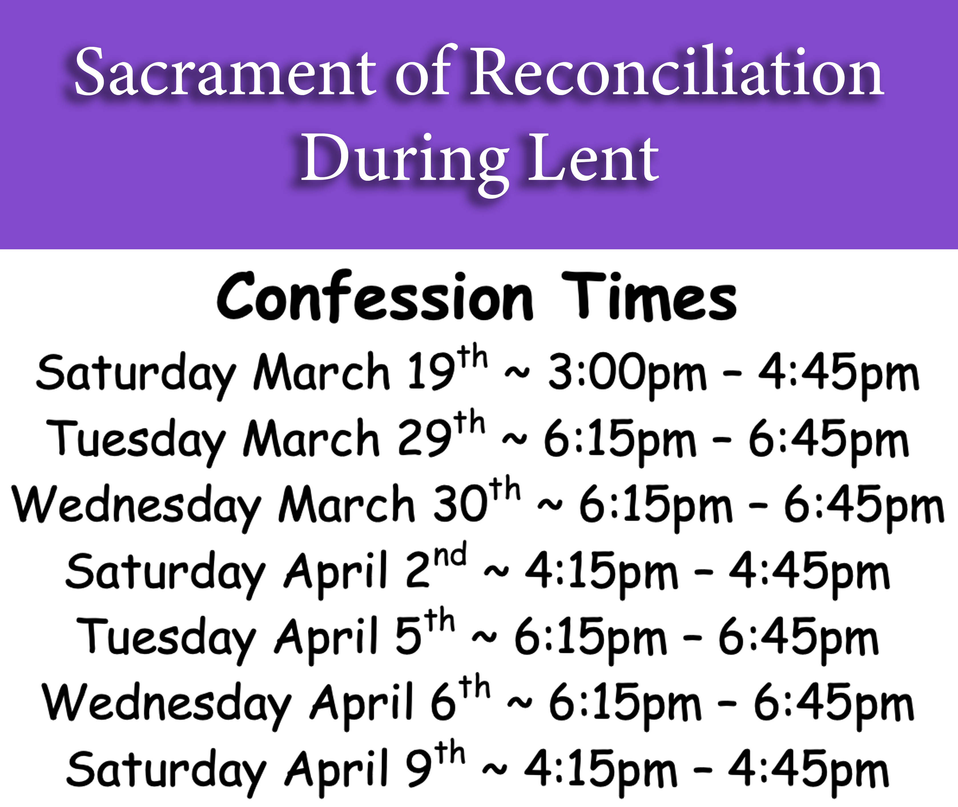 Confessions during Lent