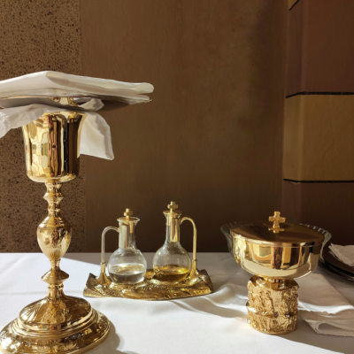 chalice and ciboriums and cruets