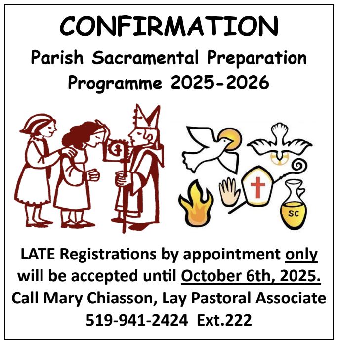 Confirmation Late Registrations 2025