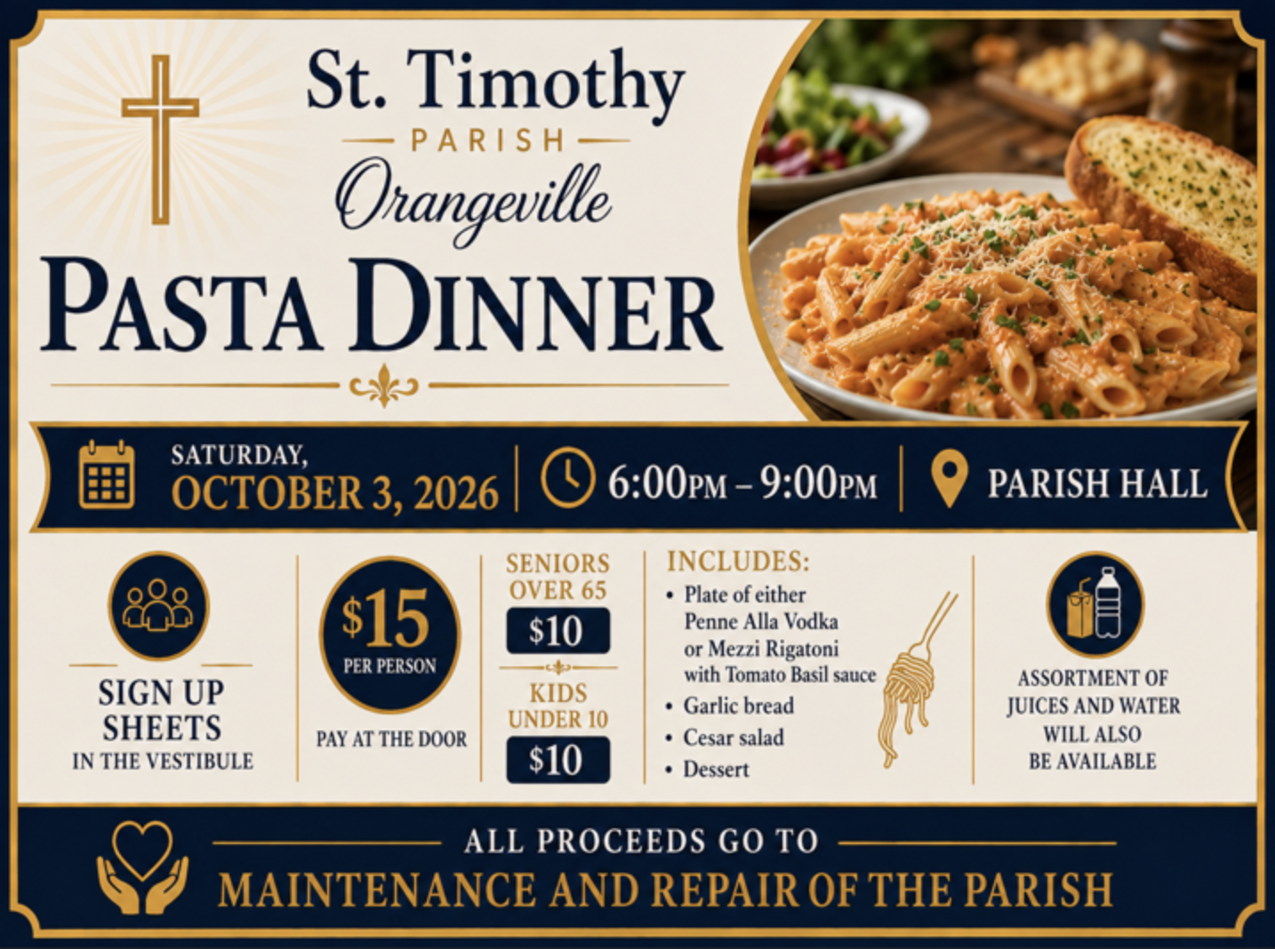 Pasta Dinner Oct 3